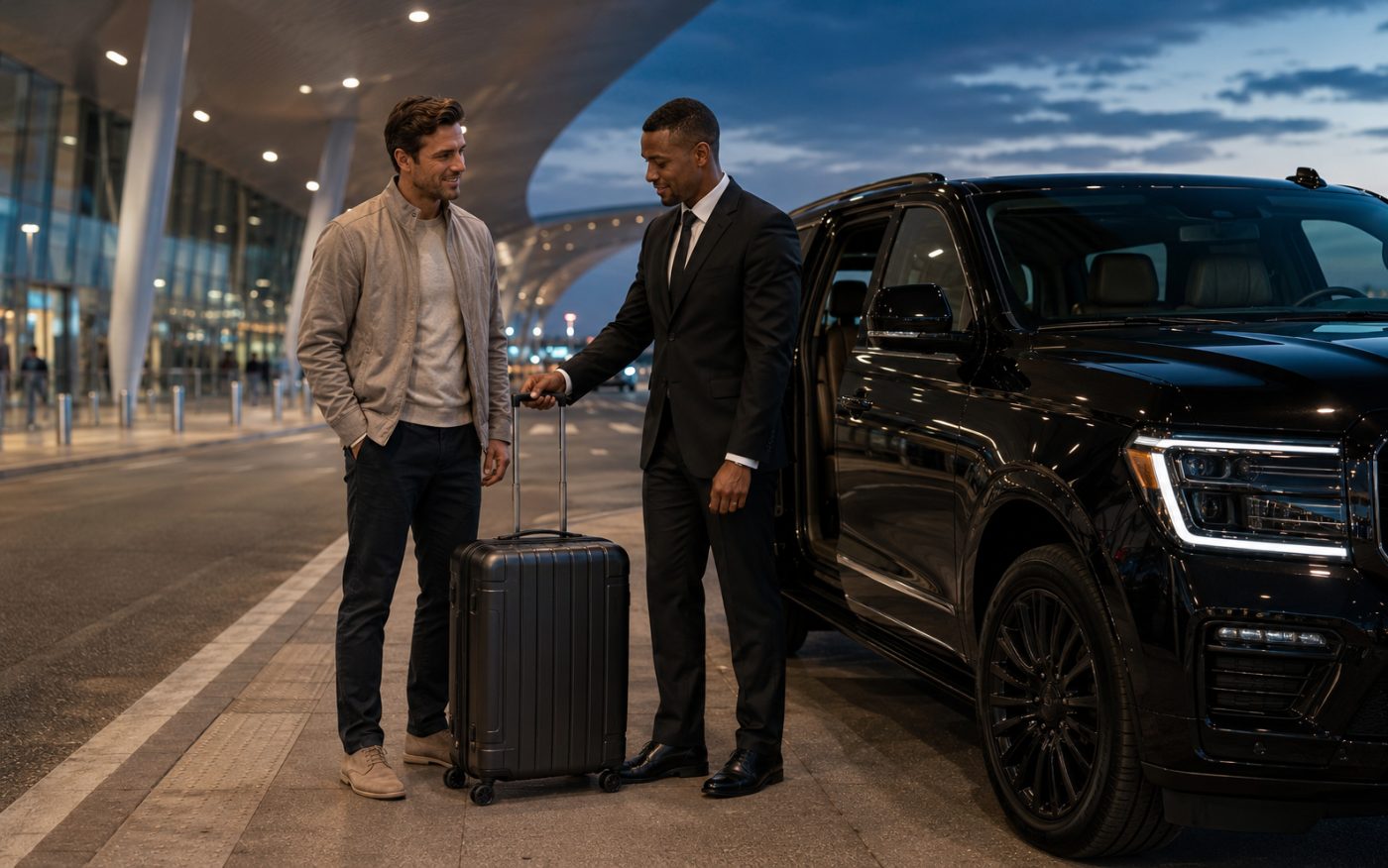 Chauffeur assisting a traveler at the airport
